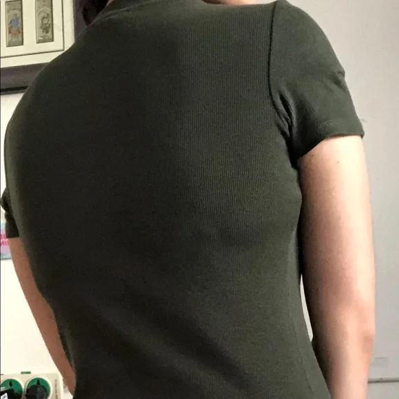 Zara Olive Green Ribbed Bodycon Dress - Picture 5 of 7